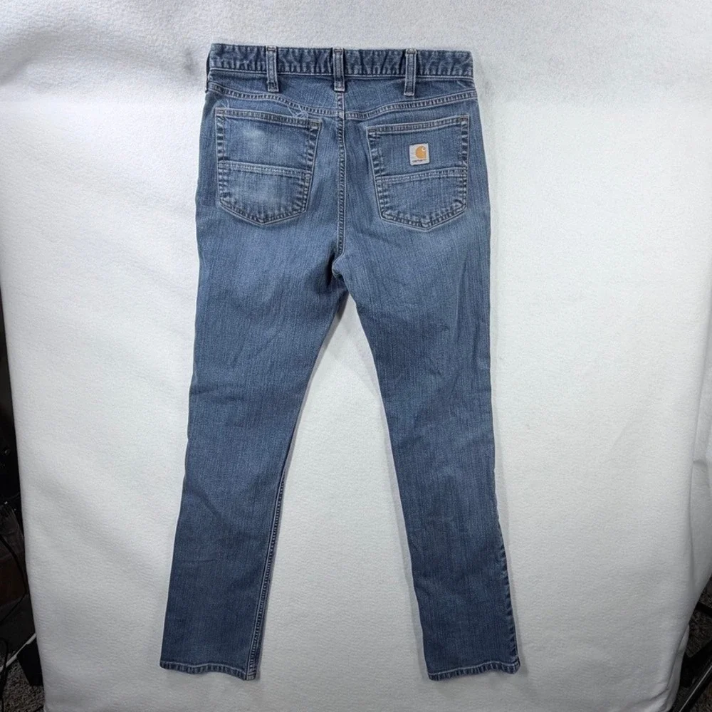 Carhartt Straight Fit Jeans Mens 33x34 Blue Medium Wash Denim Workwear Pants